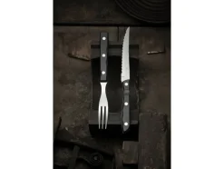 Steakbestik/grillbestik Old Farmer black 8 dele Sort/Stål