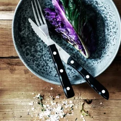 Steakbestik/grillbestik Old Farmer black 12 dele Sort/Stål