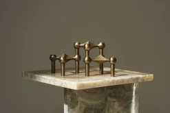 STOFF Nagel candle holder/stage set with 3 pcs - bronzed bra
