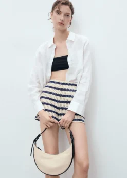 Striped crochet shorts