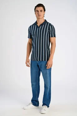 Striped piqué polo shirt S/S