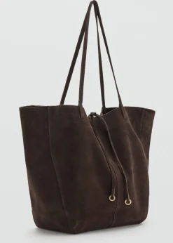 Suede leather shopper bag