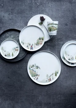 Tallerken flad lige kant Vinter 20 cm Hvid Ovnfast porcelæn