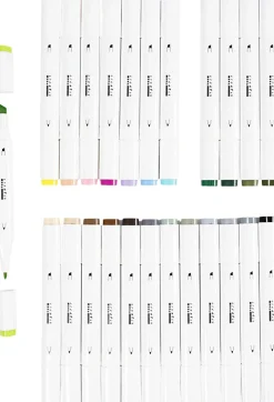 Tegnetusch, streg 1+8 mm, pastelfarver, standardfarver, 24st