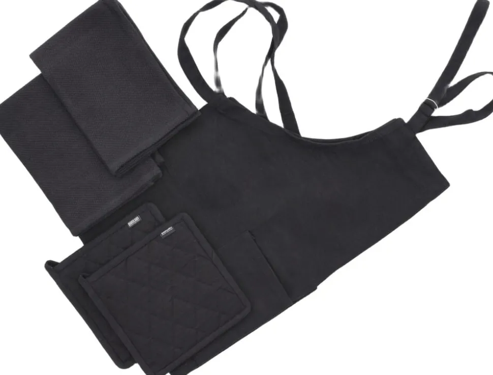 Tekstilsæt 5 dele Sort 100% ny bomuld