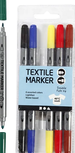 Tekstiltusch, streg 2,3+3,6 mm.