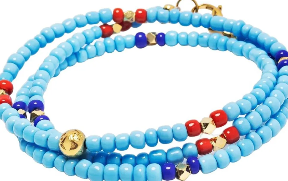 The Mykonos Collection - Vintage Turquoise, Red and Blue Glass Beads