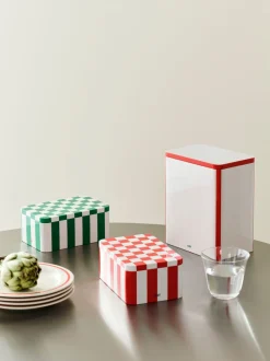 Tin Container-Small-Red and off-white