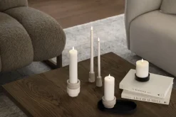 Travertine Candleholder mini taper, S, Desert beige, 2-pack,