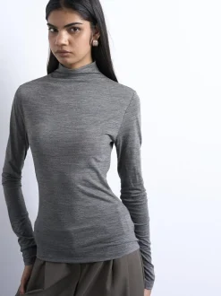 TSMILLA LS FUNNEL NECK TOP - WOOL