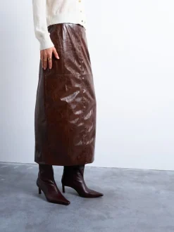 TSWENDY PU MIDI SKIRT