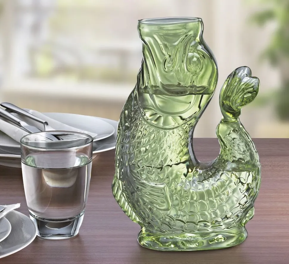 Vandkaraffel fisk, grøn, glas, NEMO