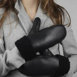 VINSON - MITTENS - SHEEP SKIN WITH CURLY SHEARLING AROUND TH