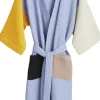 Waffle Bathrobe-Dusty blue multi