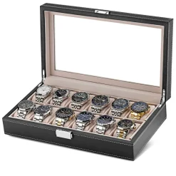 Watch Box 12 Watches Black Syntheti
