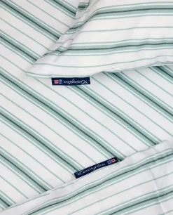 White/Eucalyptus Striped Cotton Poplin Bed Set
